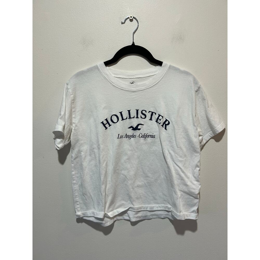 Hollister white baby tee womens S cropped logo
